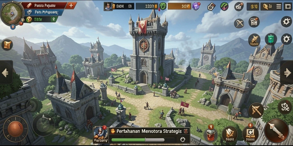 Menampilkan aksi seru dalam permainan Tower Defense yang menegangkan.