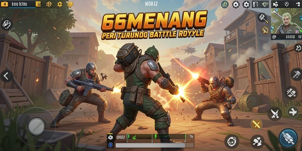 Gambar tampilan gameplay seru dalam 66MENANG Battle Royale.