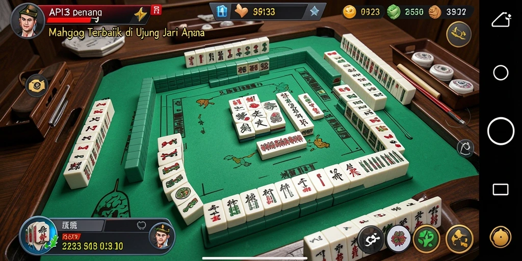 Tampilan gameplay menantang dan seru dalam API33 Mahjong.