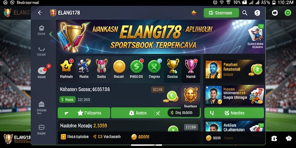 Tampilan utama aplikasi ELANG178 dengan berbagai pilihan taruhan olahraga.