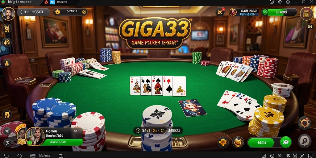Tampilan gameplay GIGA33 menampilkan meja Poker yang seru dan interaktif.