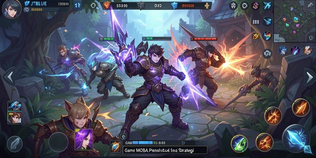 Tampilan gameplay seru JTBLUE saat pertarungan tim berlangsung.