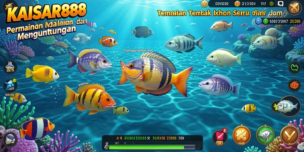 Tampilan gameplay dinamis dari KAISAR888 yang menembak ikan.