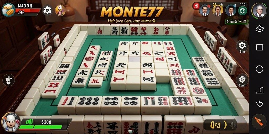 Screenshot utama MONTE77 dengan tampilan gameplay Mahjong yang mengasyikkan.