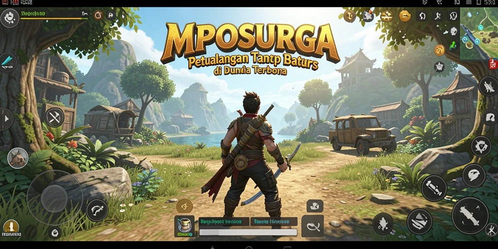 Tampilan gameplay MPOSURGA yang menakjubkan di dunia terbuka.