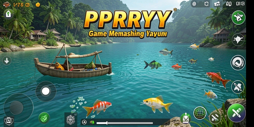 Tangkapan ikan yang menarik dalam PPRRYY dengan latar belakang alam yang memukau.