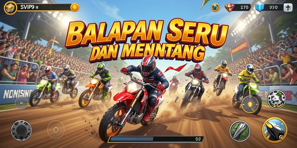 Tangkapan layar menampilkan aksi balapan yang mendebarkan dalam SVIP9.