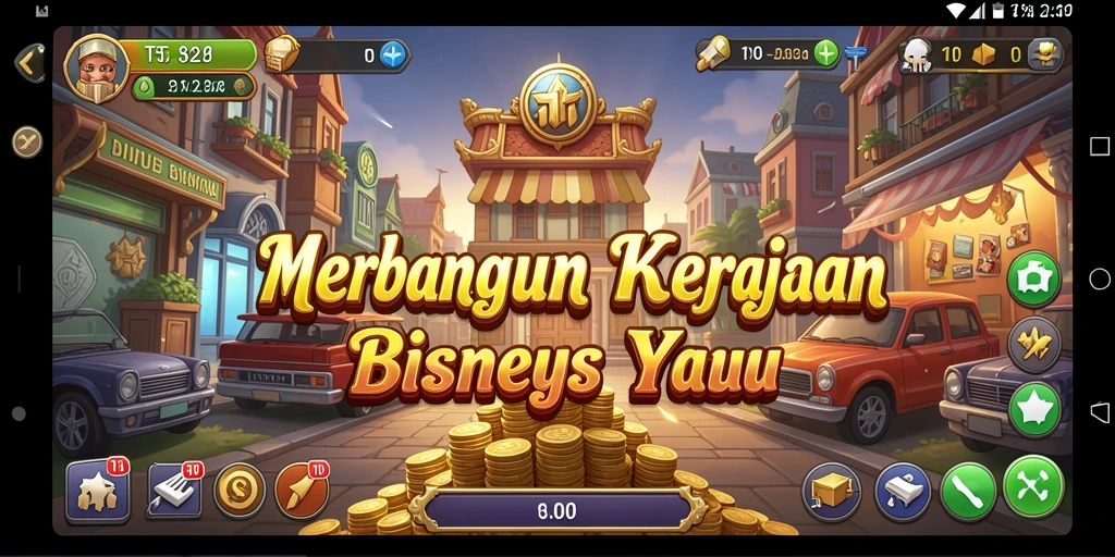 Tampilan gameplay T6 yang menarik dan dinamis saat membangun bisnis.